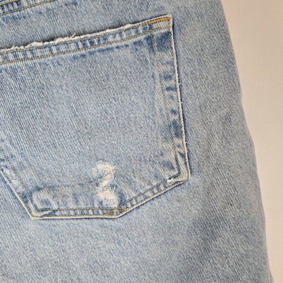 Agolde Light Wash Parker Long Distressed Denim Shorts High Rise Women's Size 33 - Picture 5 of 9